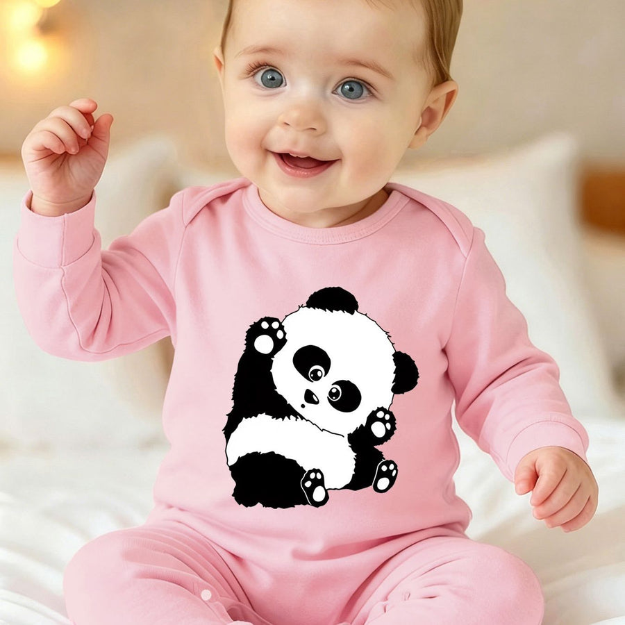 Barboteuse à pieds pour nouveau-né avec imprimé dessin animé "Panda — Monptitlou