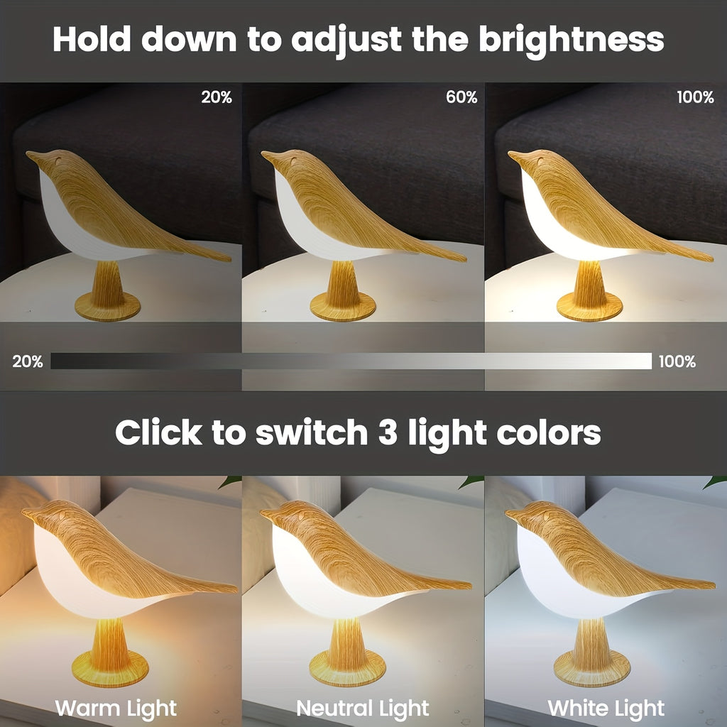Petite Lampe de Nuit Oiseaux, Lampe de Table Rechargeable à Contrôle — Monptitlou