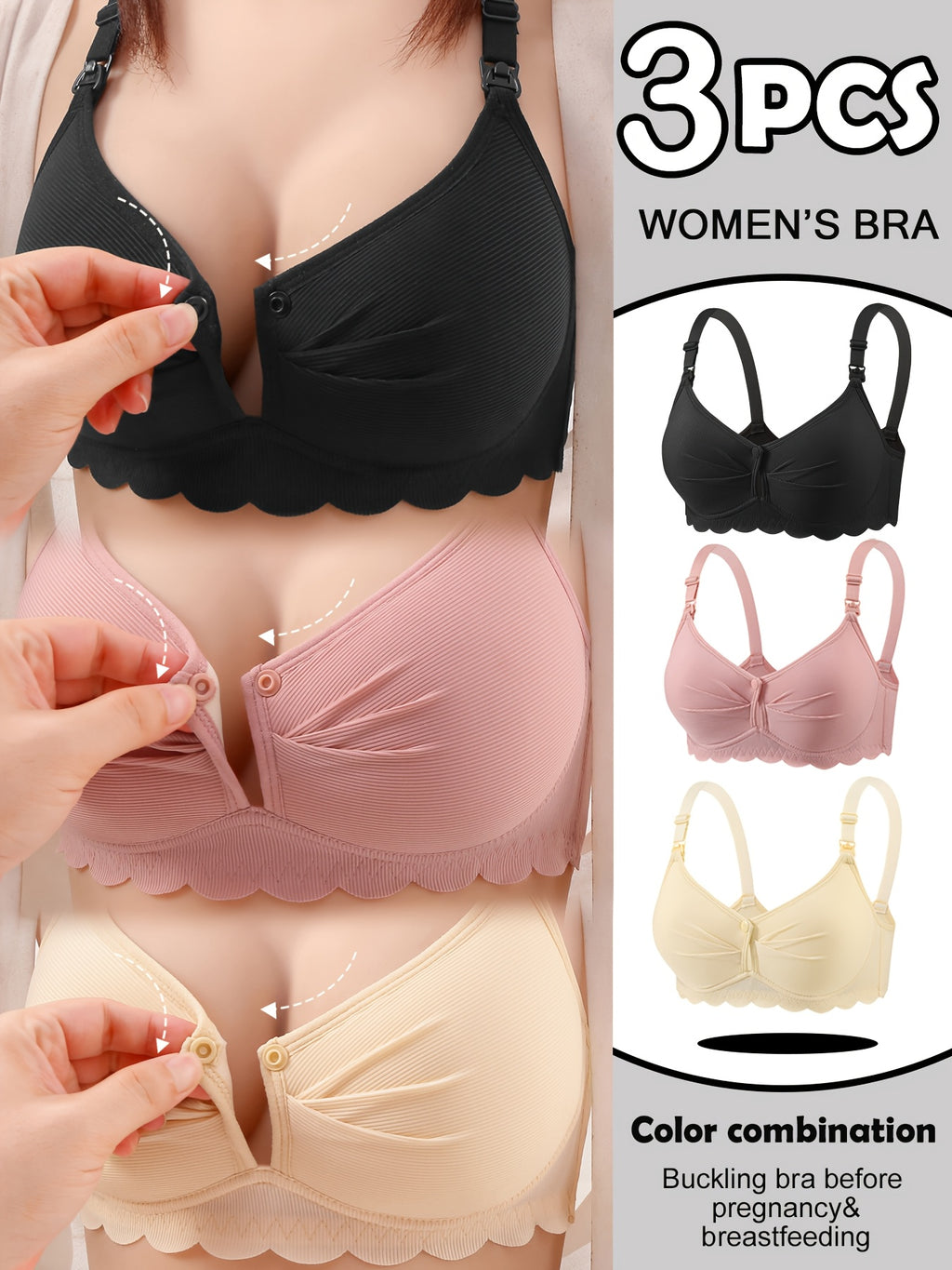 Soutien-gorge de maternité et d'allaitement élégant, couleur unie