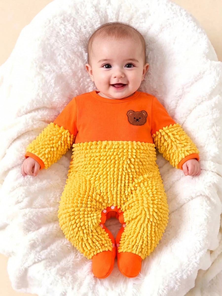 Body d'automne-hiver à manches longues pour garçons avec badge ours en — Monptitlou