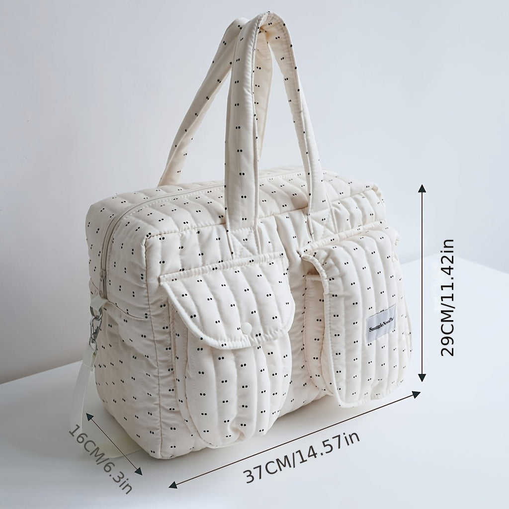 Sac Maman à Imprimé Patchwork à Rayures Larges, Conception à Double Poche Autoportante, Créant un Espace de Rangement Dé
