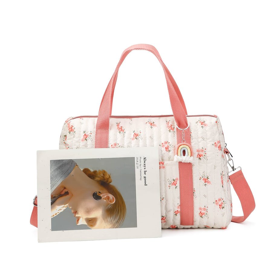 [Sac voyage maman léger] Sac à langer à motif floral rouge — Monptitlou