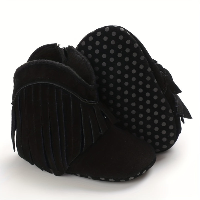 Baskets unisexes confortables pour enfants, à la mode, de couleur unie, avec pompons et fermeture éclair