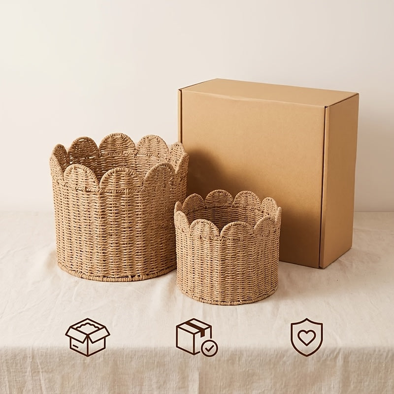 [Paniers bohème gain de place] 2 pcs Paniers de rangement en corde à — Monptitlou