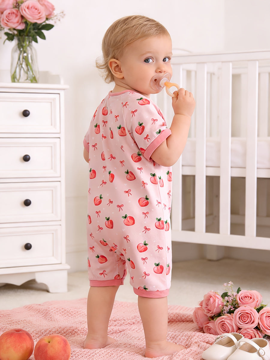 Combinaison bébé fille à motif pêches et nœuds — Monptitlou