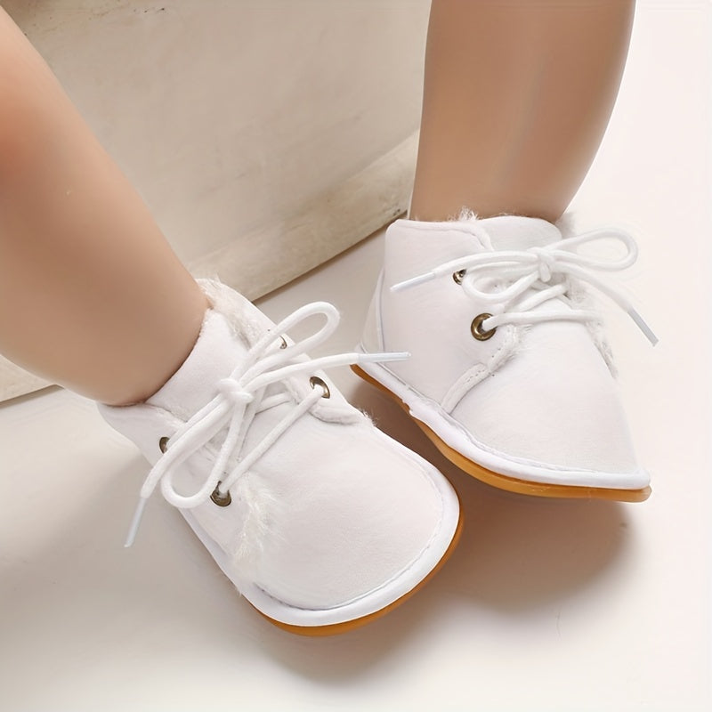 Chaussures d'Hiver pour Enfants 0-18 Mois Semelle Souple Doublure Polaire Style Coréen Chaussons de Marche Bébé 0-1 An 2