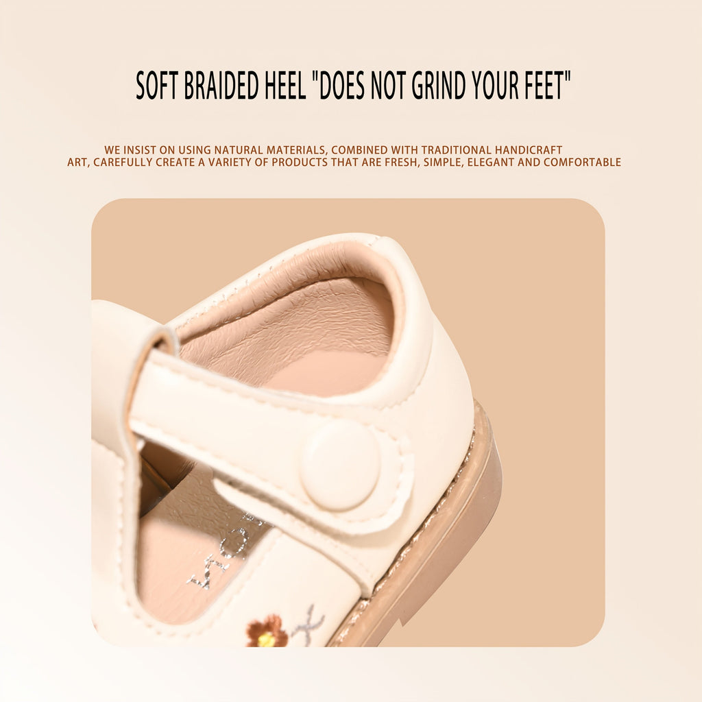 Chaussures de bébé 1-3 ans printemps été à semelle souple, fleurs brodées, chaussures de princesse plates, antidérapante