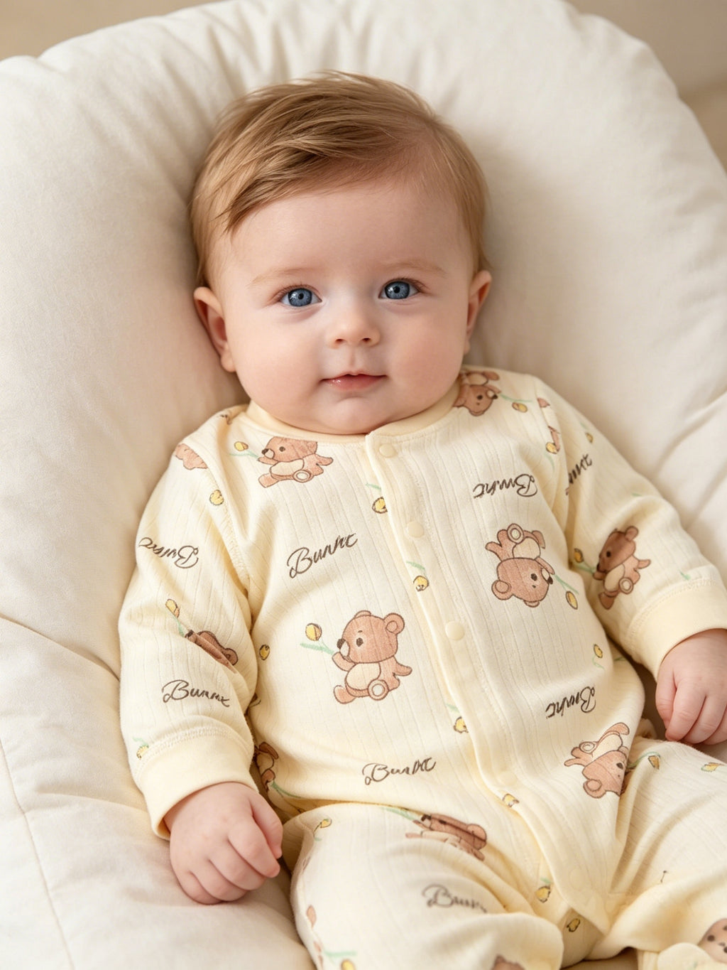 Combinaison bébé ours en peluche fleurie — Monptitlou