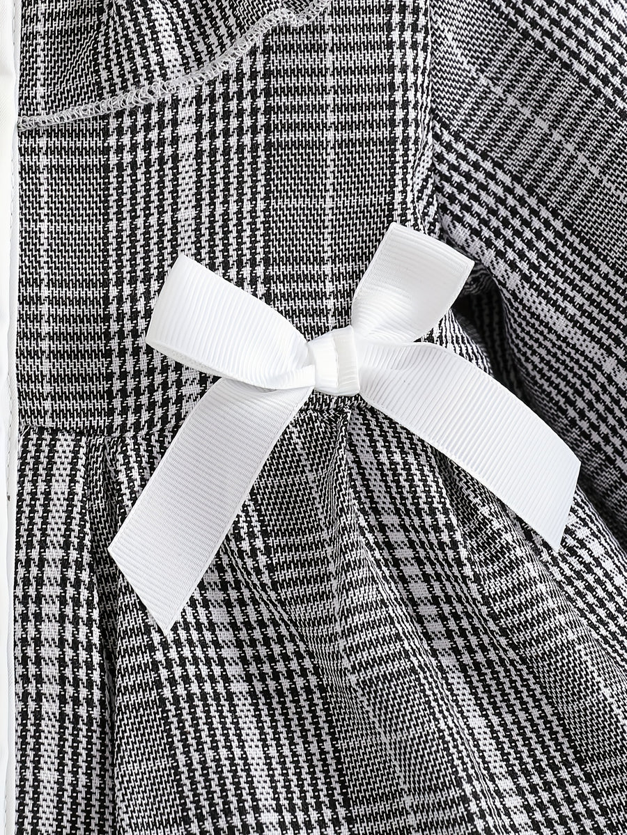 Veste ouverte à carreaux noir et blanc automne/hiver pour filles avec — Monptitlou