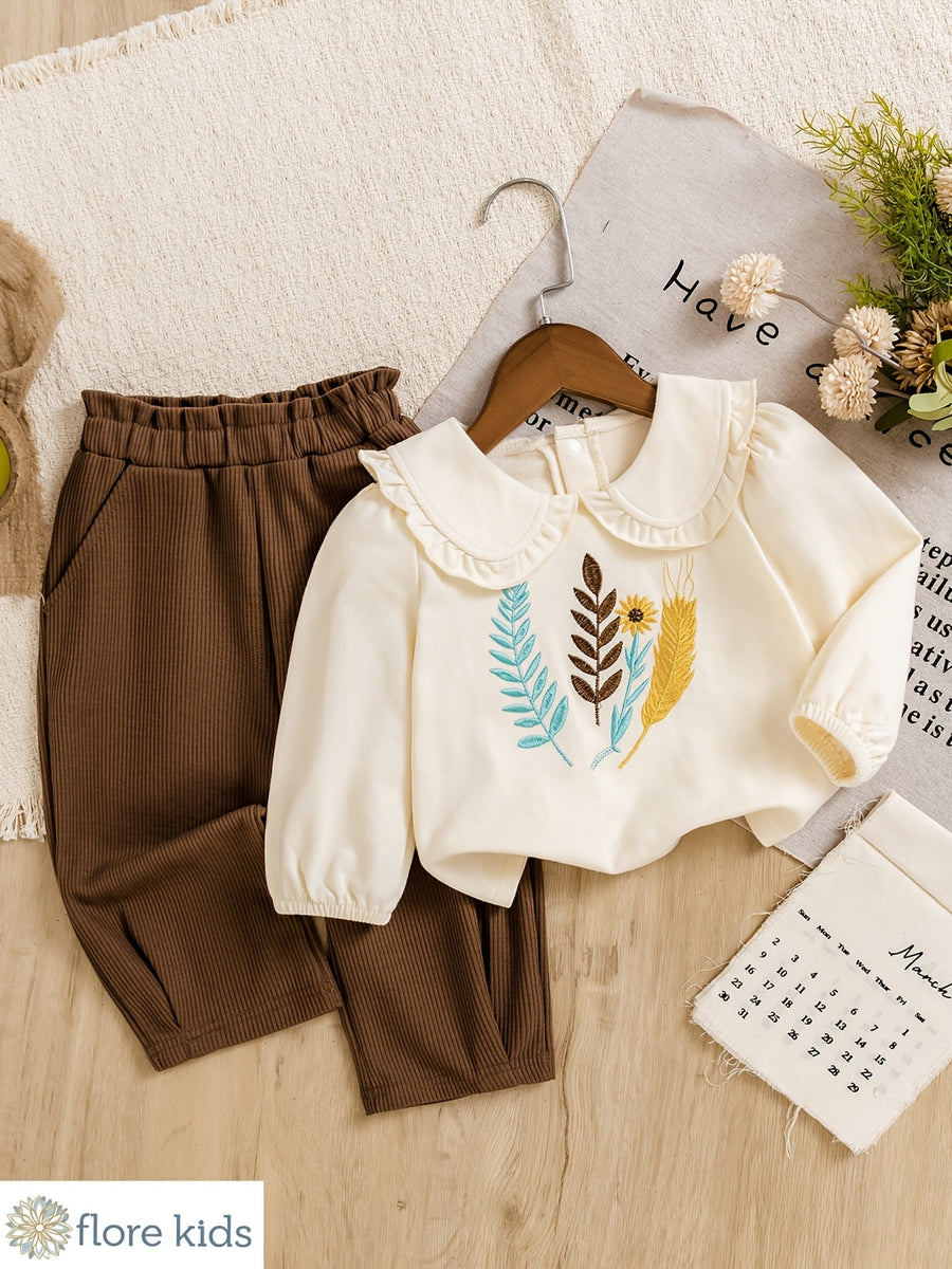 Ensemble bébé fille design rétro littéraire : haut à manches longues — Monptitlou
