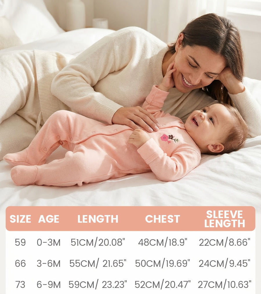 Ensemble 3 pièces pour nouveau-né : combinaison à pressions, body et pantalon | Tenue douce et respirante à manches long