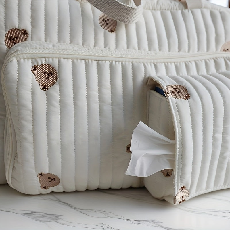 Pochette en tissu ours en peluche brodée floral 2025 — Monptitlou
