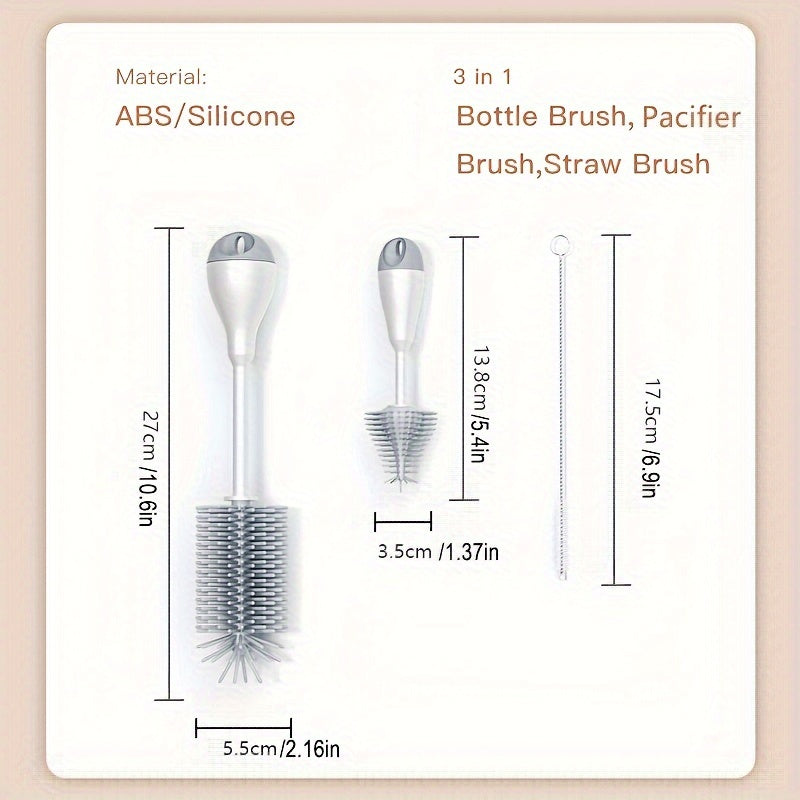 Ensemble de brosses pour biberons en silicone 3-en-1 avec brosse pour — Monptitlou