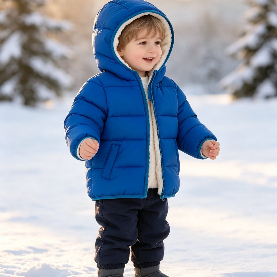 Veste d'hiver à capuche pour garçons, veste chaude légère en polaire — Monptitlou