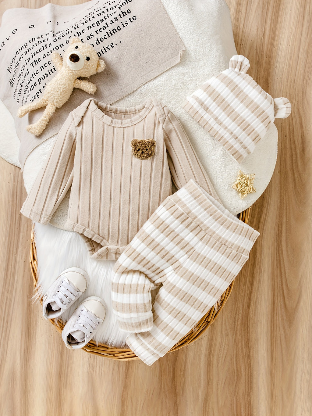 Ensemble 3 pièces pour garçons et filles : combinaison manches longues — Monptitlou
