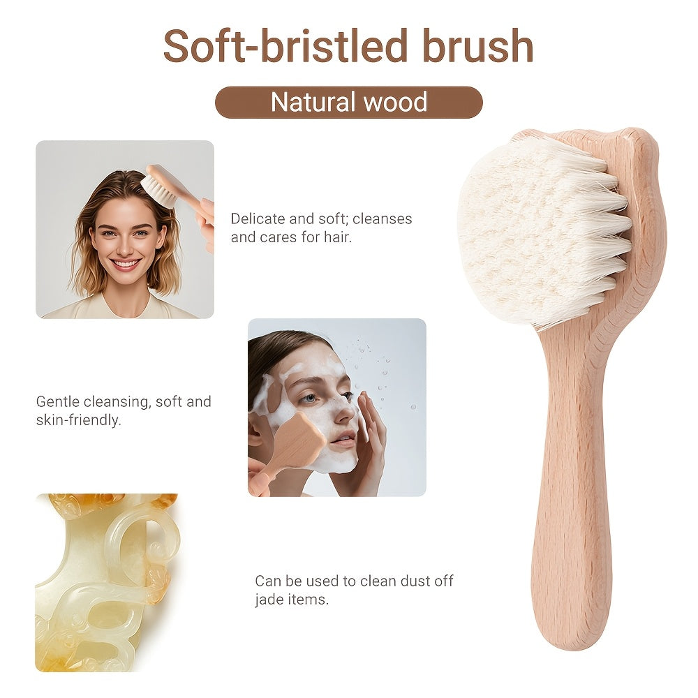 1 brosse et coussin de massage facial en bois de hêtre en forme d'ours — Monptitlou