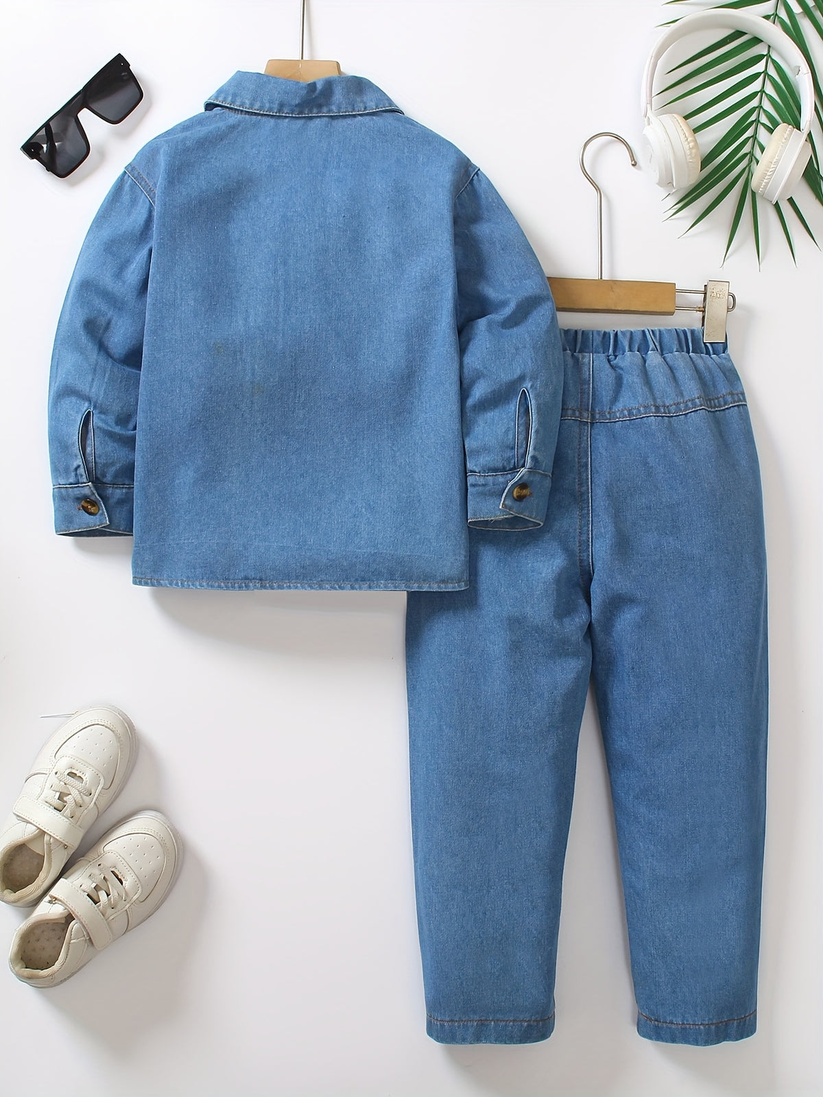 1 Ensemble Jeune Denim Manches Longues et Pantalon Long : Comprend une — Monptitlou Image