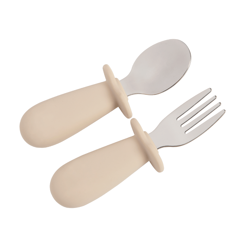 Cuillère et fourchette bébé - couleur unie — Monptitlou