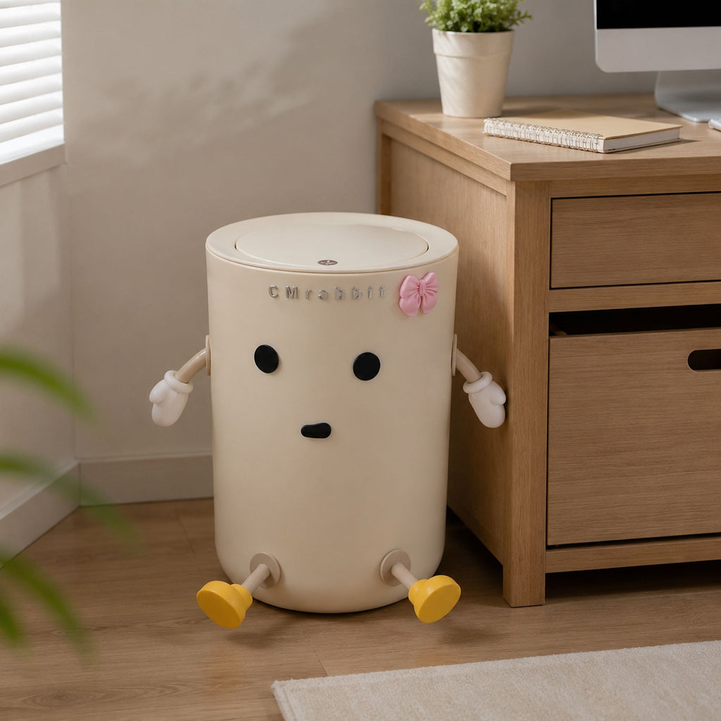 Poubelle à dessus ouvert CM Lapin, 1pc, Blanche, Poubelle en plastique — Monptitlou