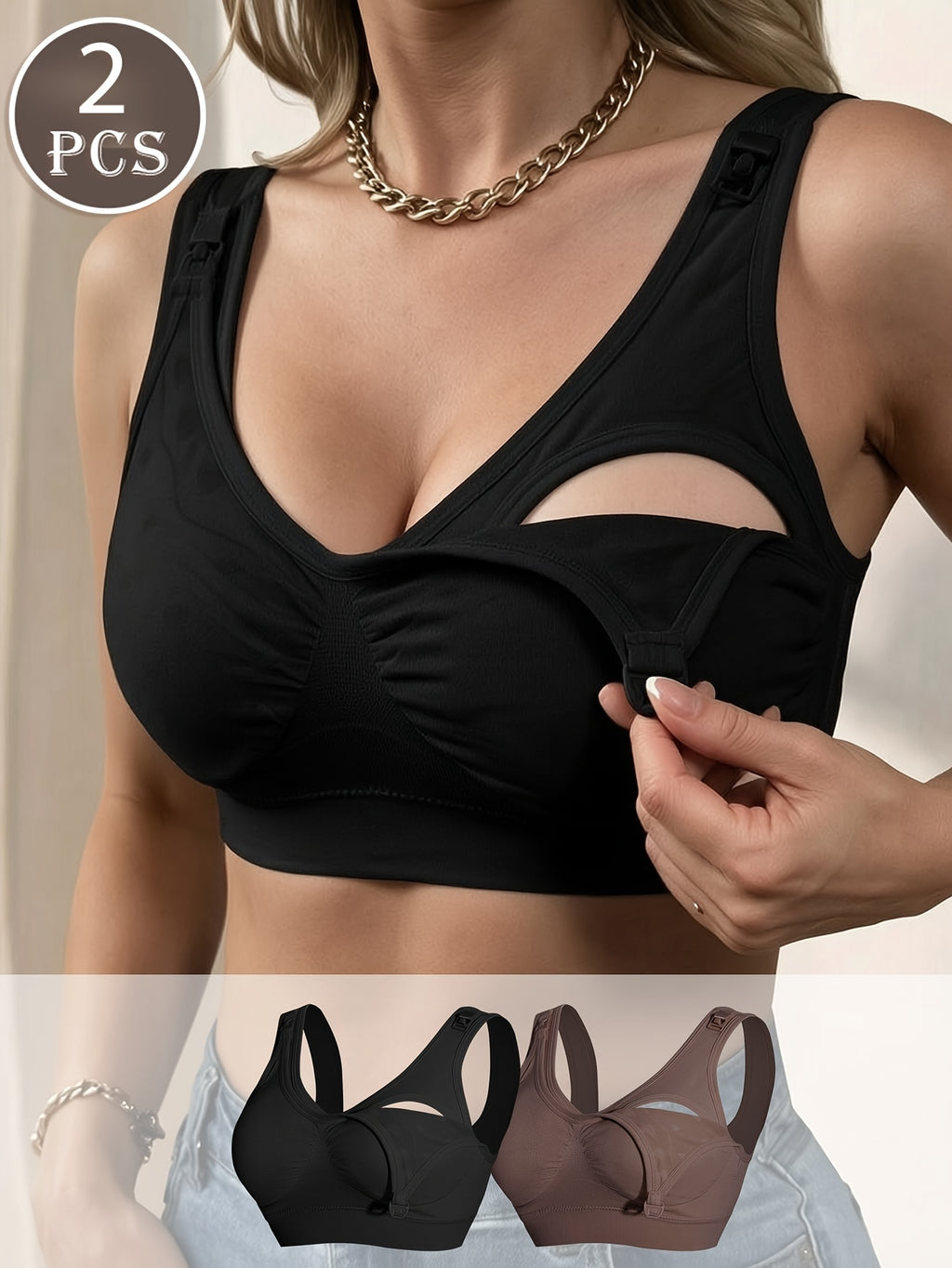 2 soutiens-gorge d'allaitement sans armature pour femmes — Monptitlou