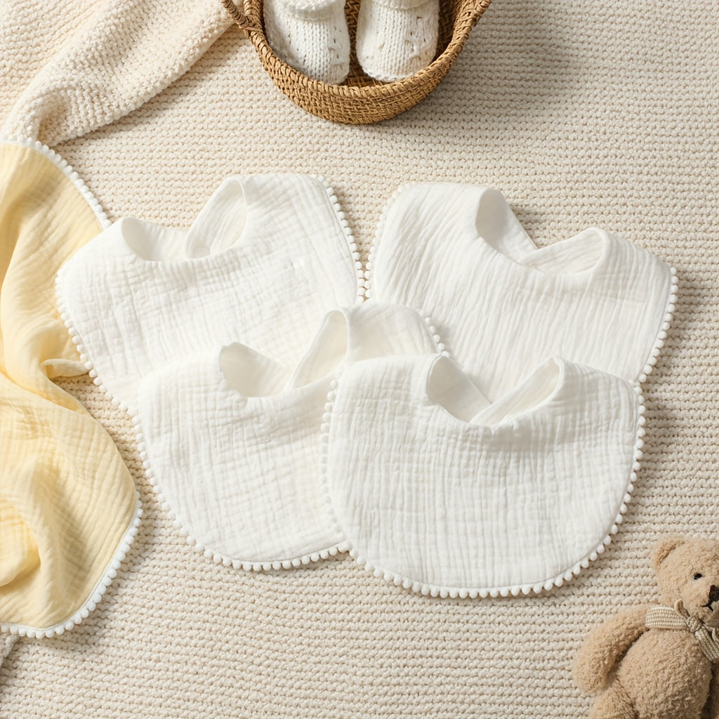 Bavoirs à pression pour bébé, blancs, mignons, doux — Monptitlou
