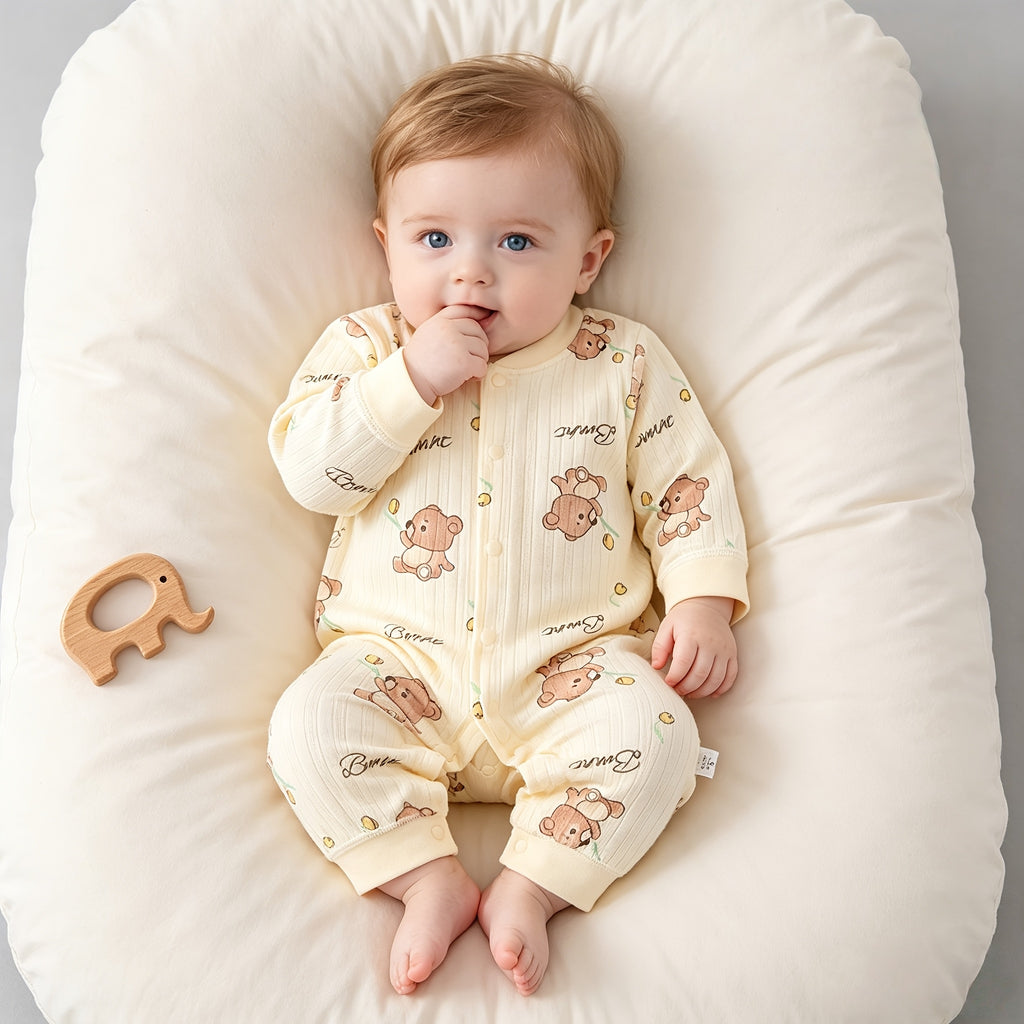 Combinaison bébé ours en peluche fleurie — Monptitlou
