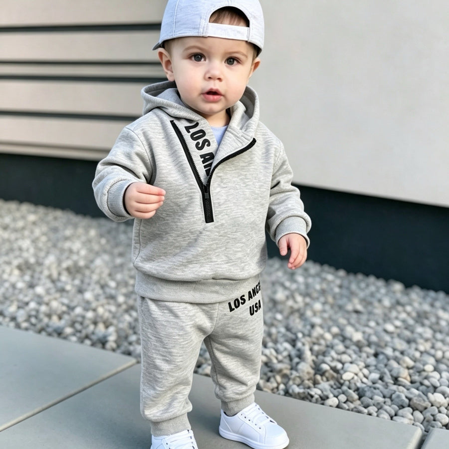 Ensemble sweat à capuche imprimé lettres pour petit garçon — Monptitlou