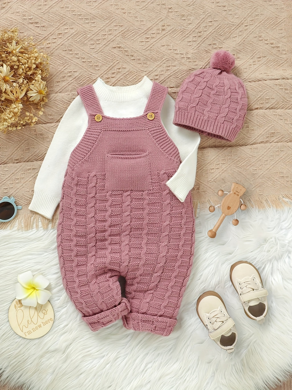 En tricot style vintage pour filles, comprenant un bonnet — Monptitlou