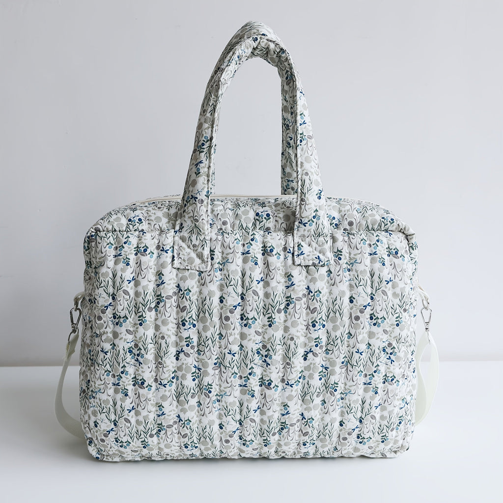 Sac Maman à Imprimé Patchwork à Rayures Larges, Conception à Double Poche Autoportante, Créant un Espace de Rangement Dé