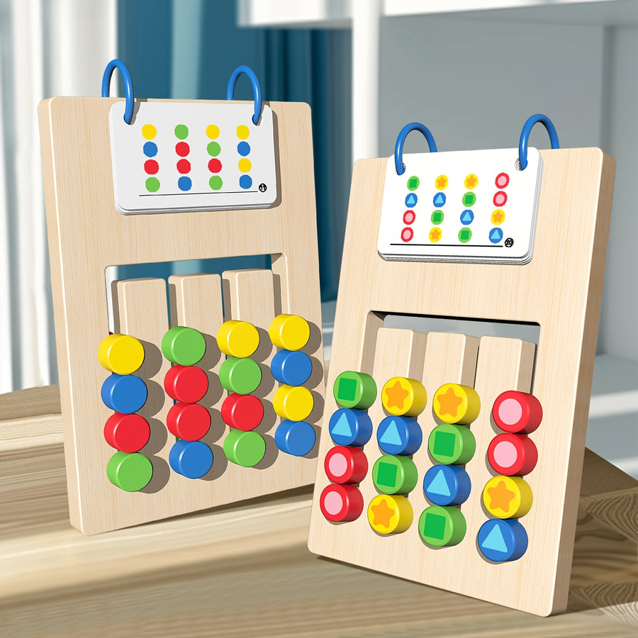 Jeu de cartes puzzle en bois double face à quatre couleurs pour le — Monptitlou