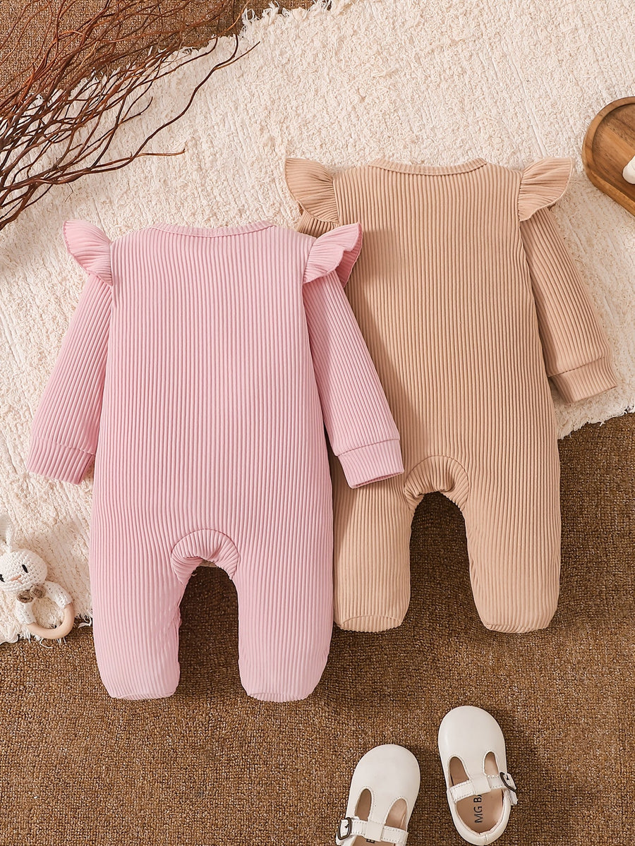 Bodys à pieds à manches longues et fermeture éclair pour bébé fille — Monptitlou