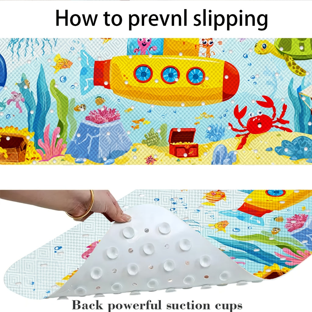 1 tapis de bain, Baleine de profonde, Pieuvre, Tortue, Sous-marin — Monptitlou