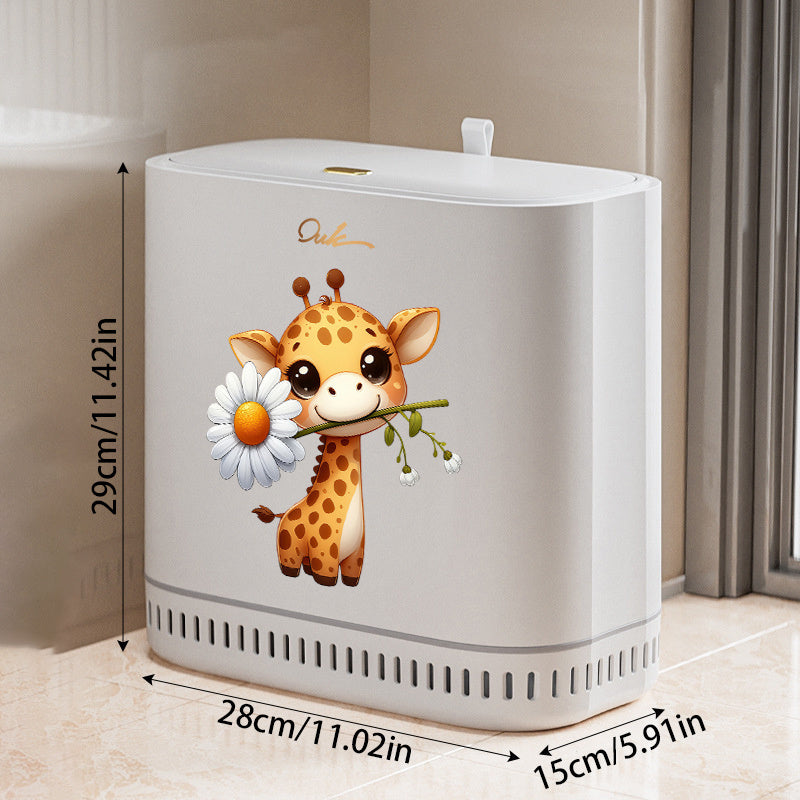 Poubelle Mignonne à Motif Girafe de Dessin Animé Tenant une Marguerite — Monptitlou