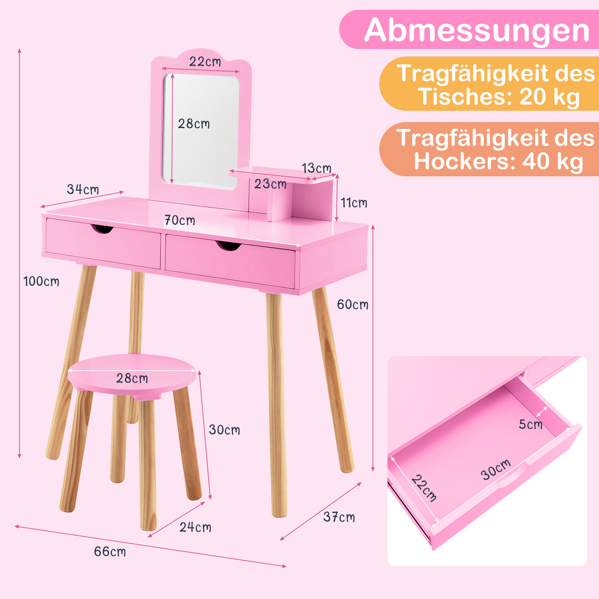 Ensemble de coiffeuse double usage pour enfants — Monptitlou Image