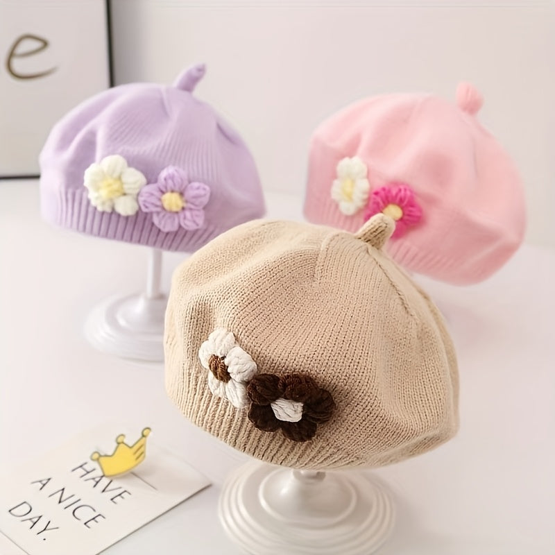/Pack Béret pour Bébé - Béret Français Tricoté Extensible avec Jolie — Monptitlou