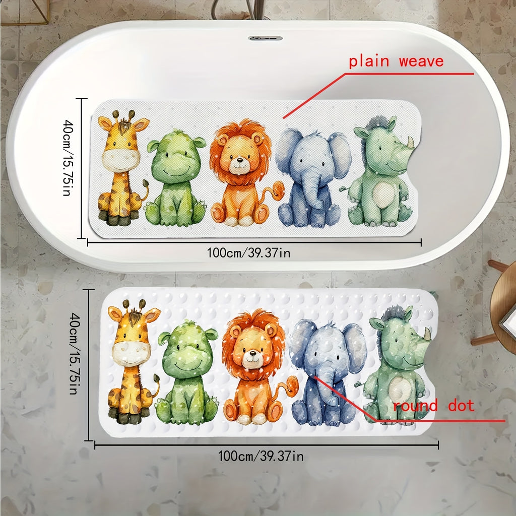 Un tapis de baignoire avec motifs de dessins animés d'animaux — Monptitlou
