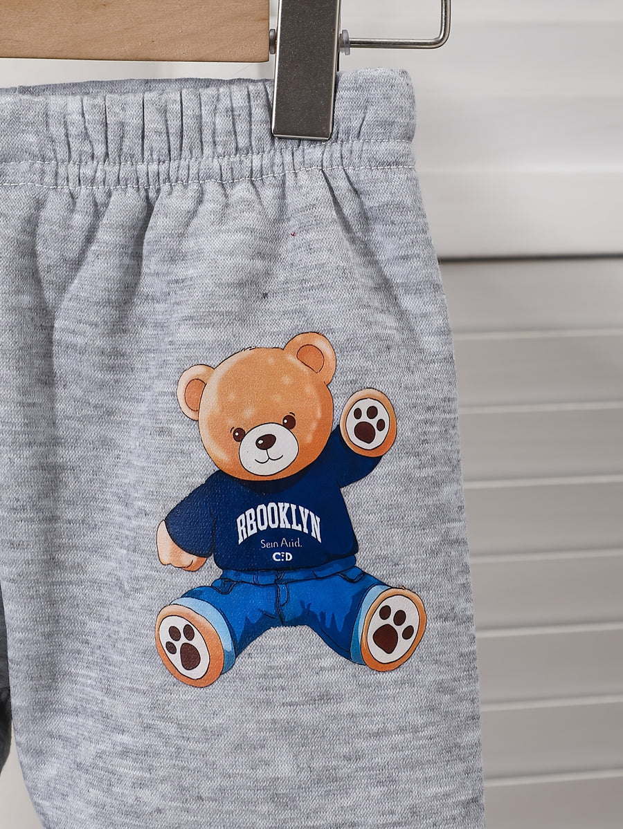 Ensemble sweat à manches longues en polaire imprimé ours cartoon rayé — Monptitlou