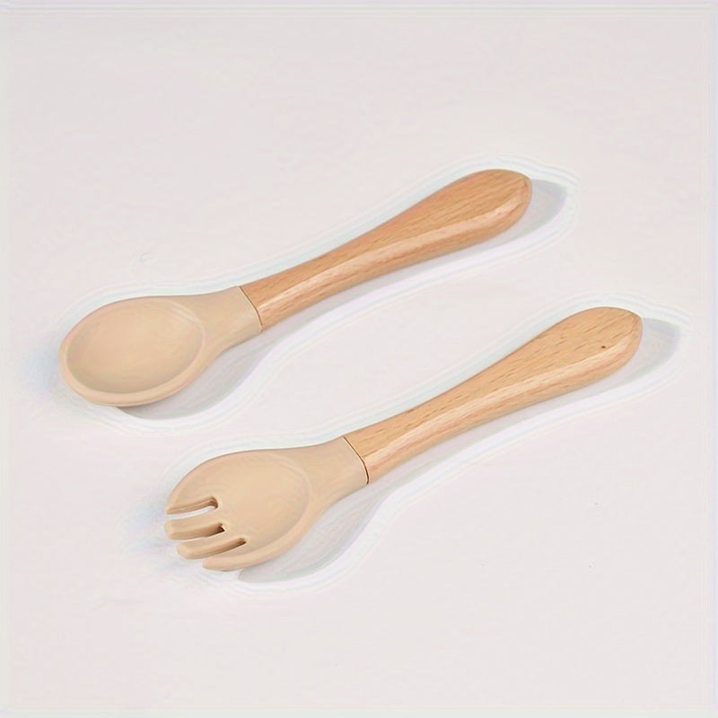 Cuillère en silicone alimentaire avec manche en bois — Monptitlou