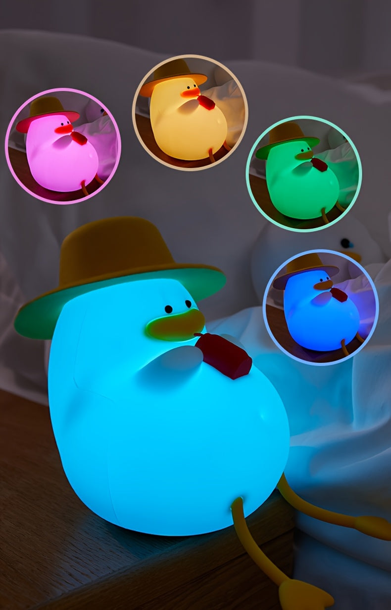 Lampe de chevet en silicone mignon canard avec lumière douce changeante — Monptitlou