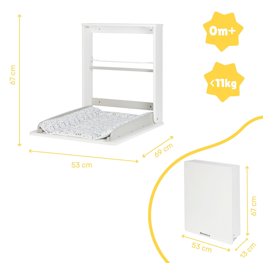 BADABULLE TABLE À LANGER PLIANTE & MURALE PLOUF B035201 — Monptitlou