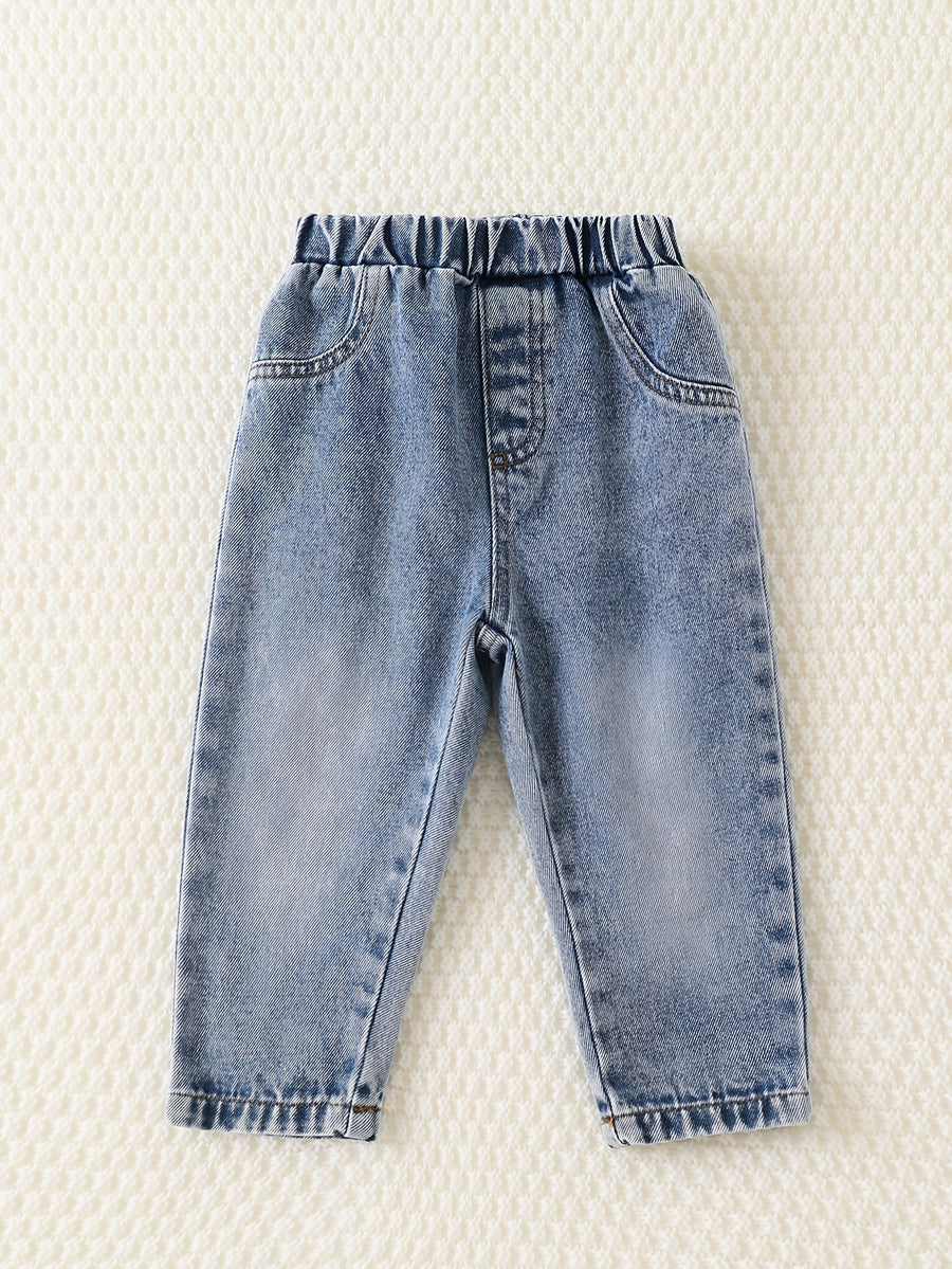 Ensembles en denim pour garçons : chemise rayée avec poche ours — Monptitlou