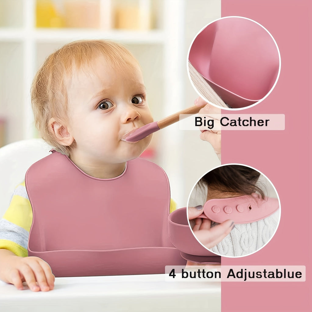 Set d'alimentation bébé en silicone, incluant bol avec ventouse — Monptitlou