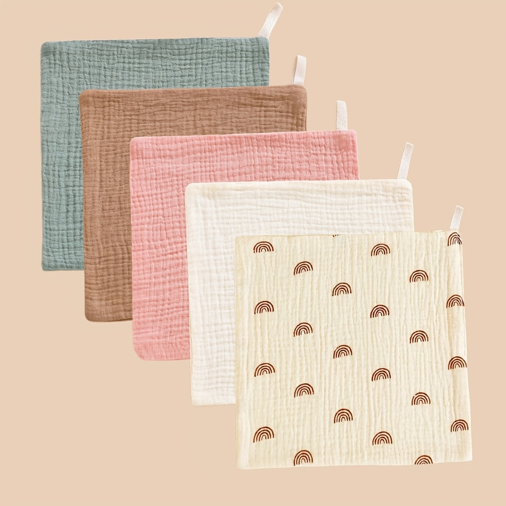 Lot de 5 lavettes bébé en coton doux à motifs — Monptitlou