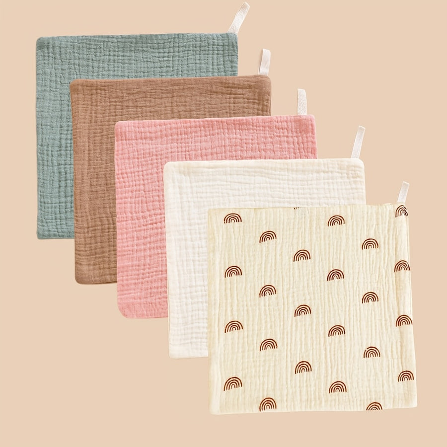 Lot de 5 lavettes bébé en coton doux à motifs — Monptitlou