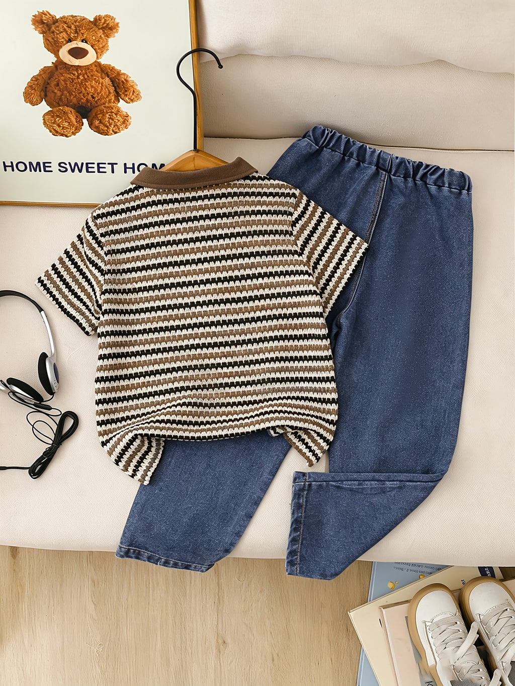 Ensemble 2 pièces polo rayé garçon printemps/été décontracté + pantalon — Monptitlou