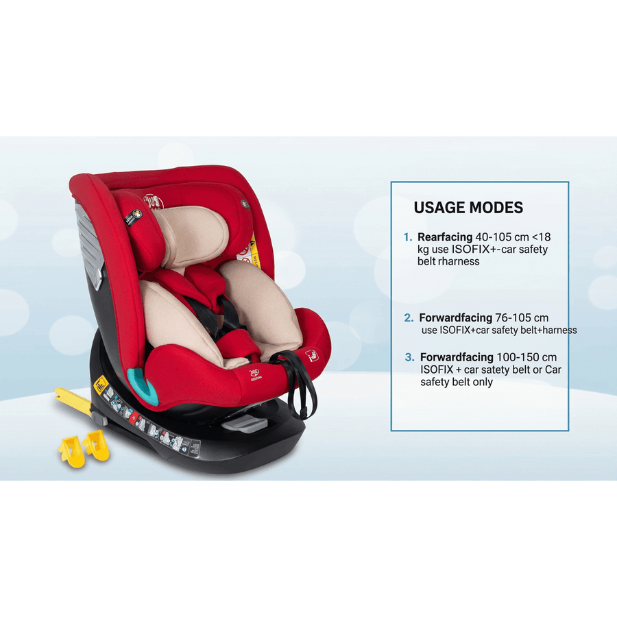 Siège Auto Saphir DELUXE BUF BOOF iSIZE Rouge avec Isofix — Monptitlou