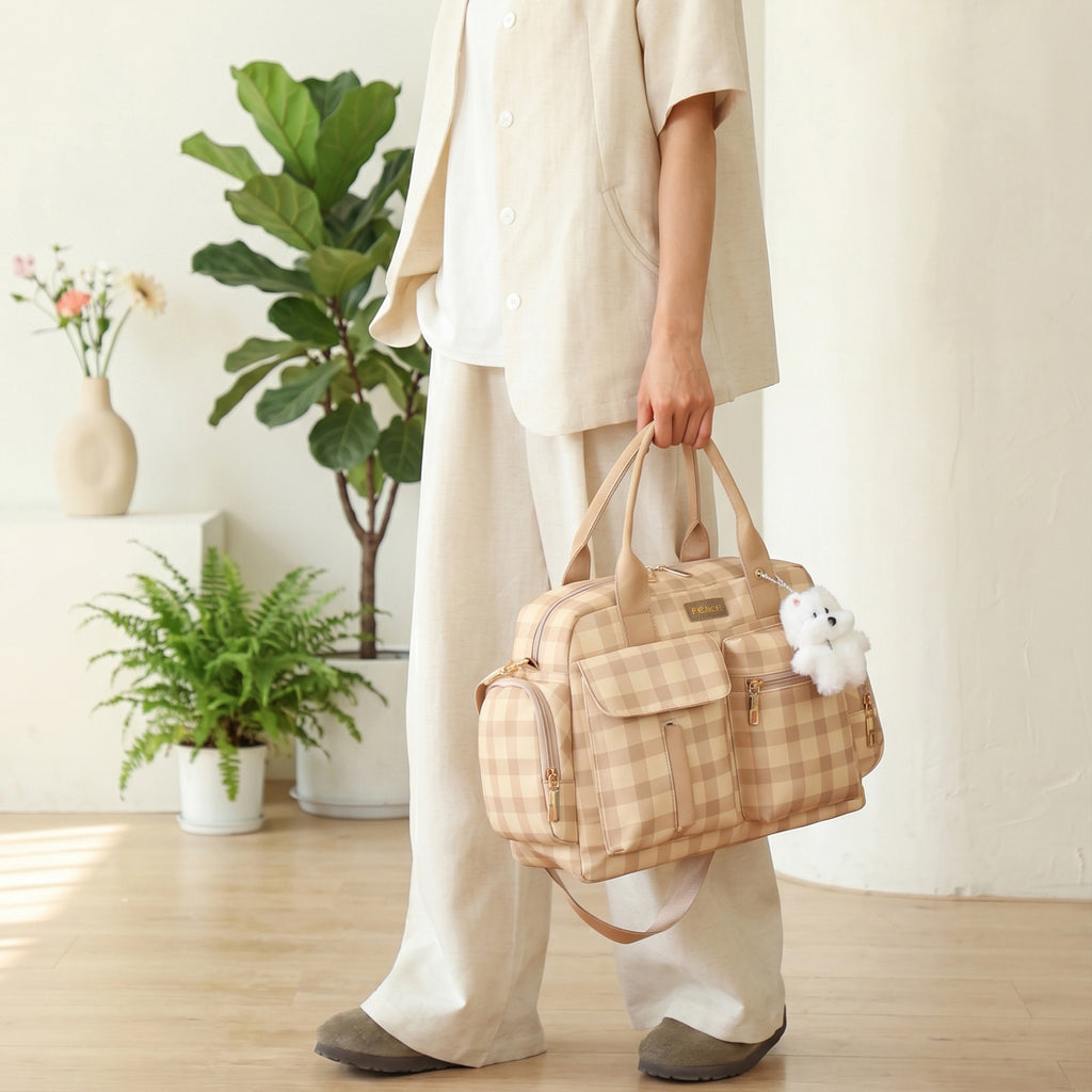 Sac parental de luxe léger à carreaux de style britannique — Monptitlou
