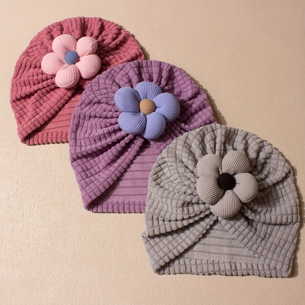 1/2/3 pièces Chapeau Turban à Rayures et Fleurs, Chaud, Confortable — Monptitlou