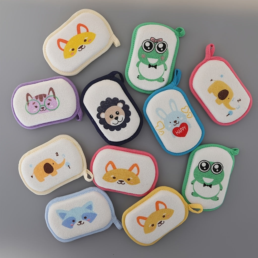 Éponges de bain grenouille et lapin dessin animé, motifs mignons — Monptitlou