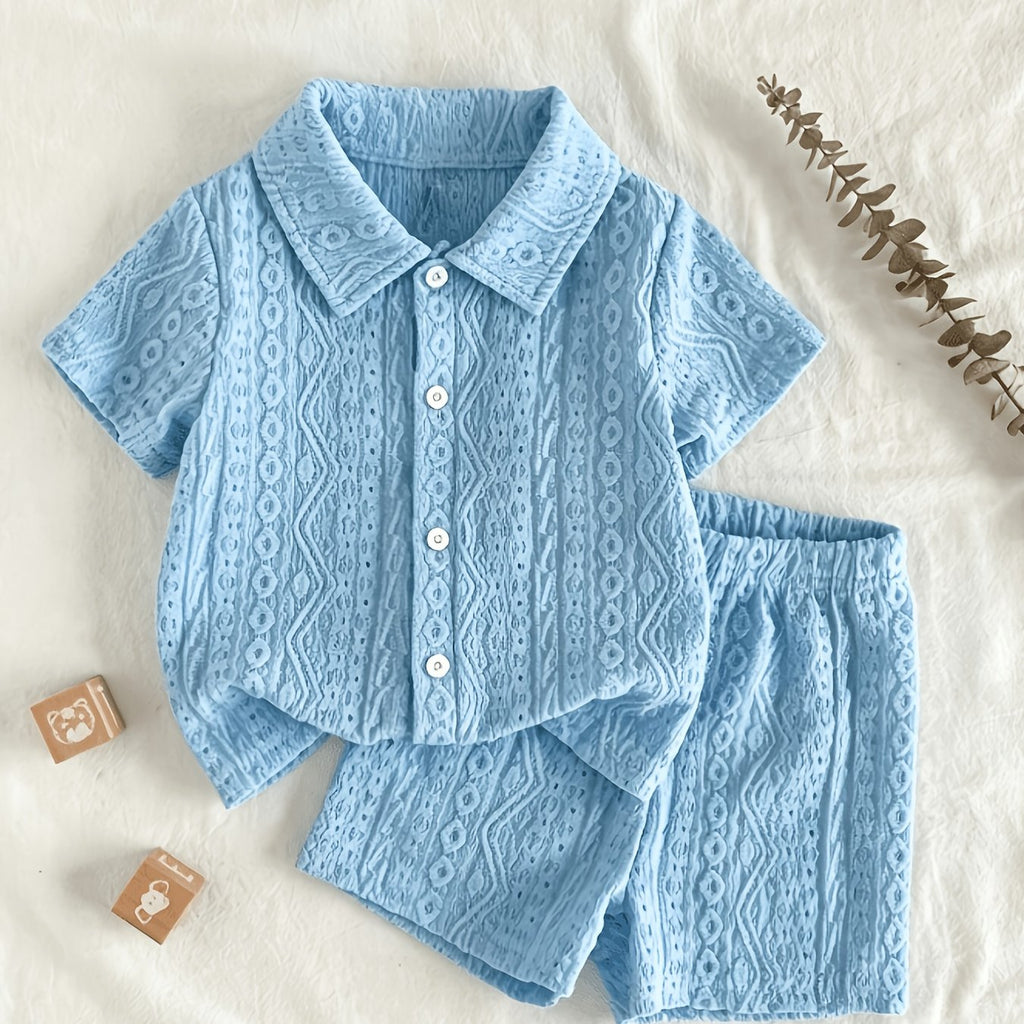Ensemble 2 pièces T-shirt à manches courtes et short à texture — Monptitlou